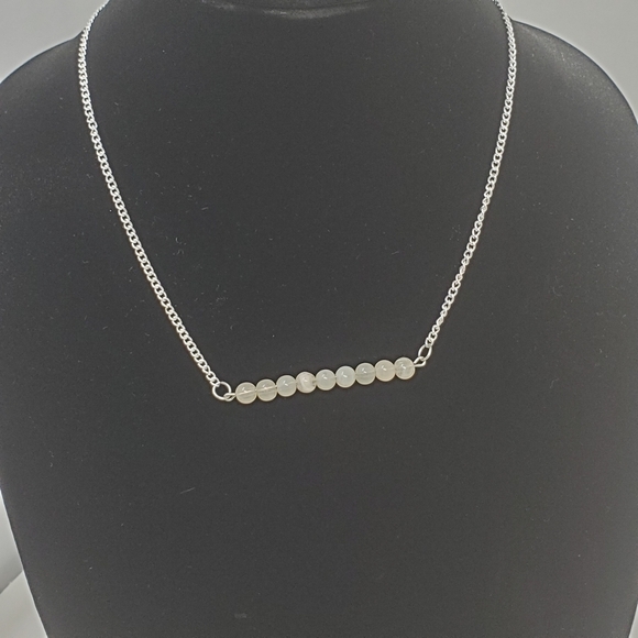 Rose Quartz Bead Bar Necklace - Picture 1 of 10
